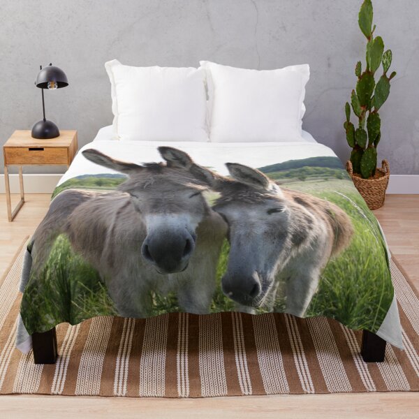 Item preview, Adorable grey donkeys in the high grass meadow	 designed and sold by EstelleRossetti.