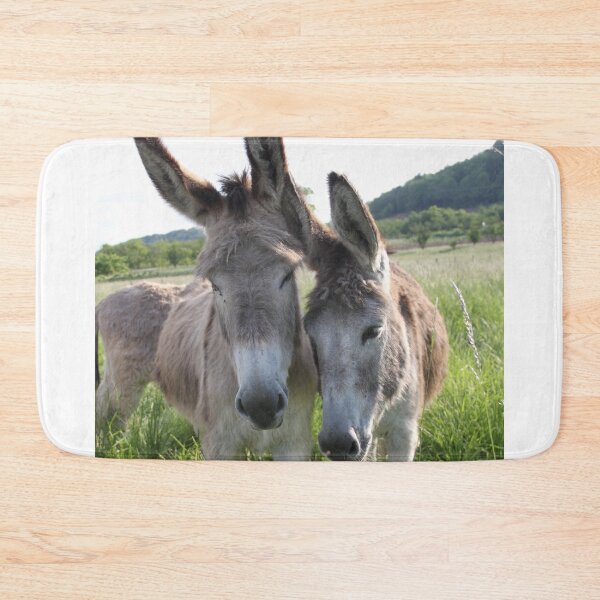 Item preview, Adorable grey donkeys in the high grass meadow	 designed and sold by EstelleRossetti.