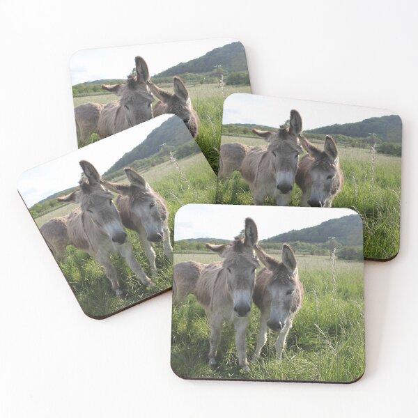 Item preview, Adorable grey donkeys in the high grass meadow	 designed and sold by EstelleRossetti.
