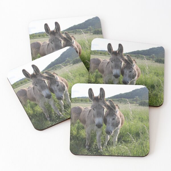 Item preview, Adorable grey donkeys in the high grass meadow	 designed and sold by EstelleRossetti.