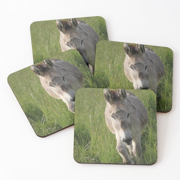 Item preview, Adorable grey donkeys in the high grass meadow	 designed and sold by EstelleRossetti.