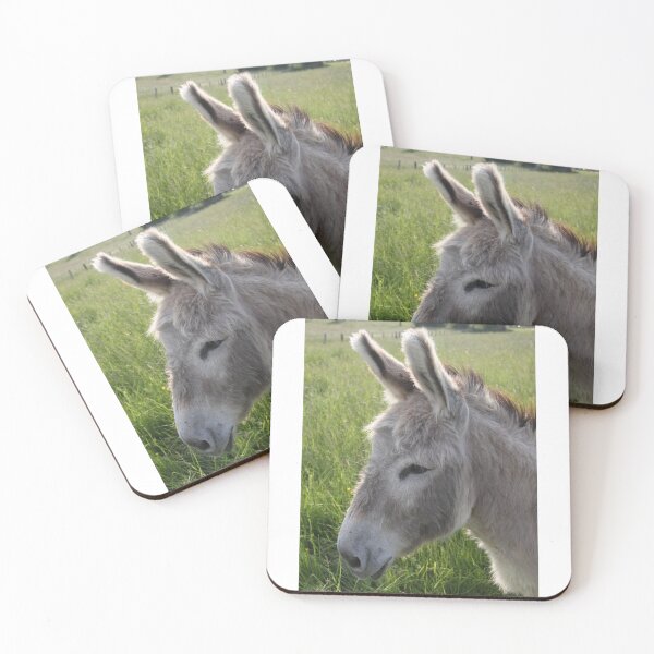 Item preview, Adorable grey donkeys in the high grass meadow	 designed and sold by EstelleRossetti.