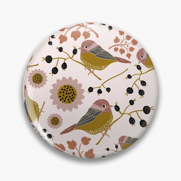 Item preview, Gold & Pink Chickadee Berry Floral  designed and sold by StudioPosies.