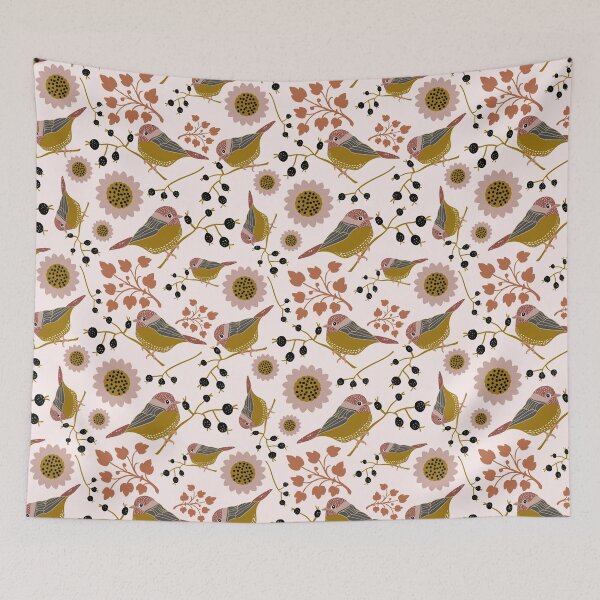 Item preview, Gold & Pink Chickadee Berry Floral  designed and sold by StudioPosies.