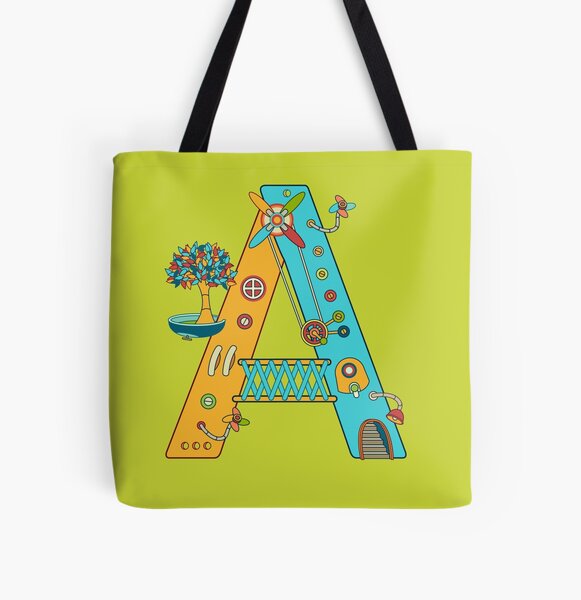 A for Armadillo, from the AlphaPod collection All Over Print Tote Bag