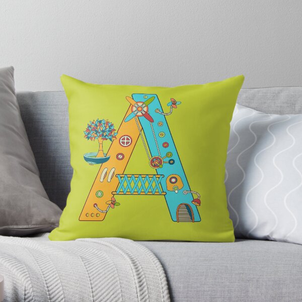 A for Armadillo, from the AlphaPod collection Throw Pillow