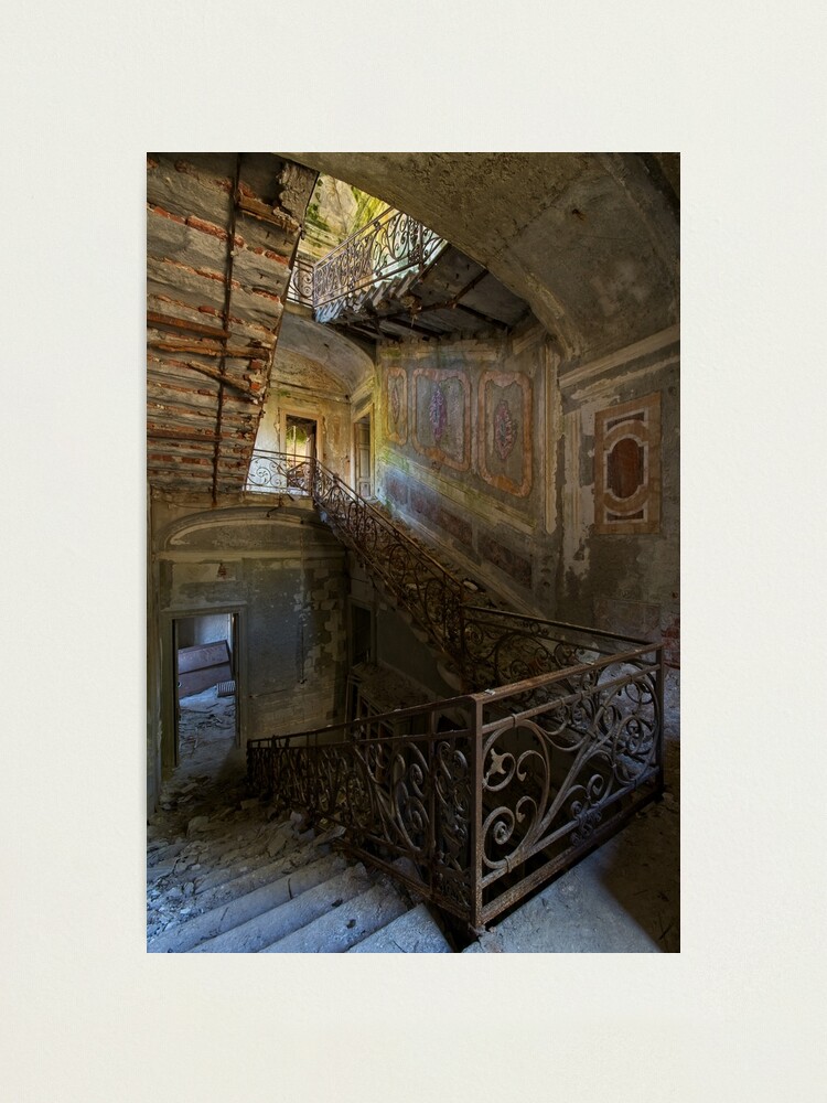 Alternate view of A gorgeous staircase of an abandoned villa Photographic Print