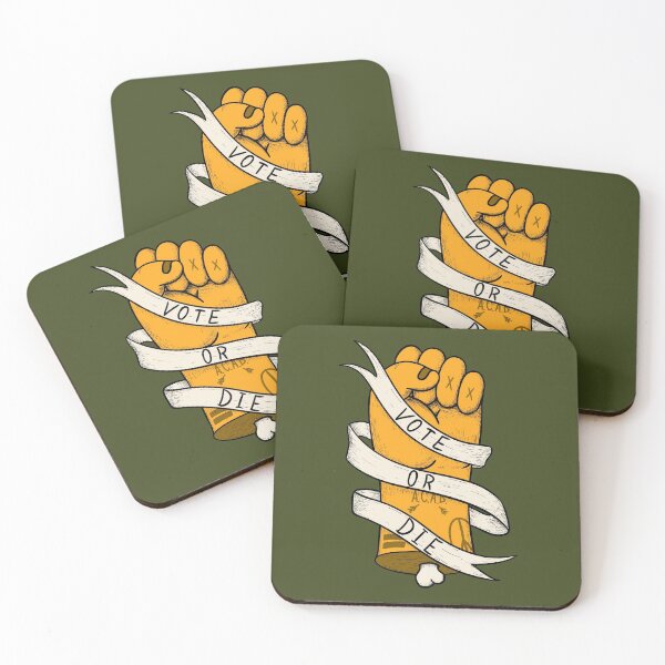 Item preview, Vote or Die - (3 Colors Available) Fist of Power - Yellow Pantone Chive Green | End Racism | Vote Him Out Save America | Stay Together | Together we can stand |Speak Up | Pop Surrealism Lowbrow Art  designed and sold by Any Color Designs.