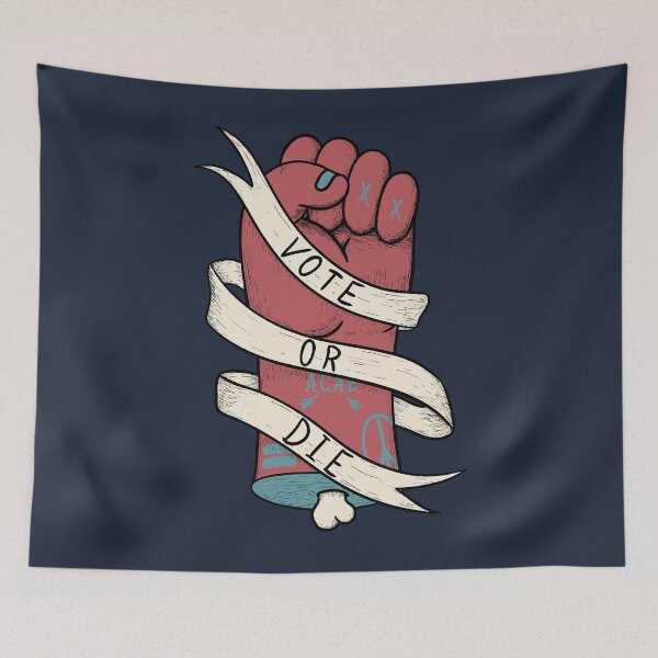 Item preview, Vote or Die - (3 Colors Available) Fist of Power - Red Pantone Navy Blazer |  End Racism | Vote Him Out Save America | Together we can stand |Speak Up | Pop Surrealism Lowbrow Art  designed and sold by Any Color Designs.