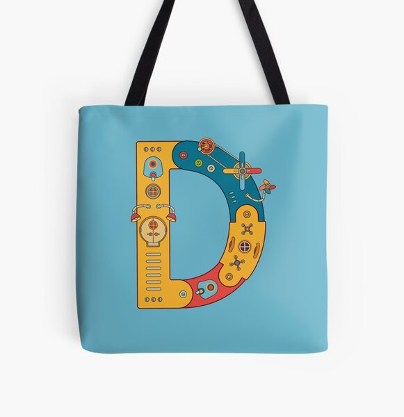 D for Dinosaur, from the AlphaPod collection All Over Print Tote Bag