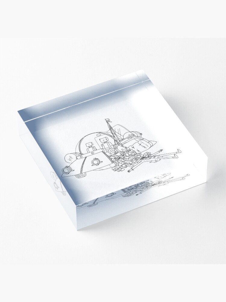 Alternate view of Rick and Morty in the spaceship | Rick and Morty Gadget Acrylic Block
