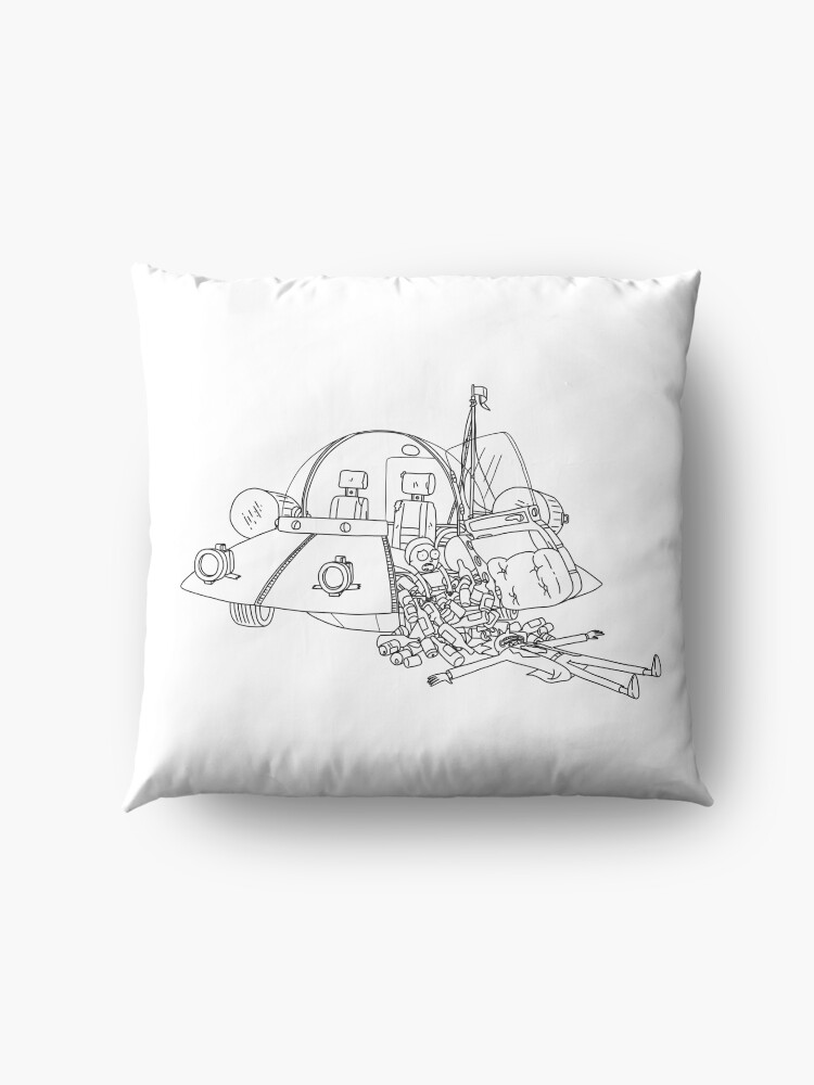 Alternate view of Rick and Morty in the spaceship | Rick and Morty Gadget Floor Pillow