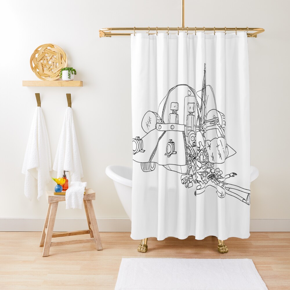 Rick and Morty in the spaceship | Rick and Morty Gadget Shower Curtain