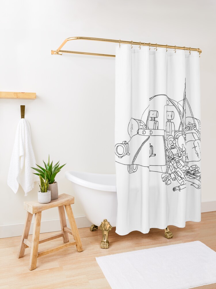 Alternate view of Rick and Morty in the spaceship | Rick and Morty Gadget Shower Curtain
