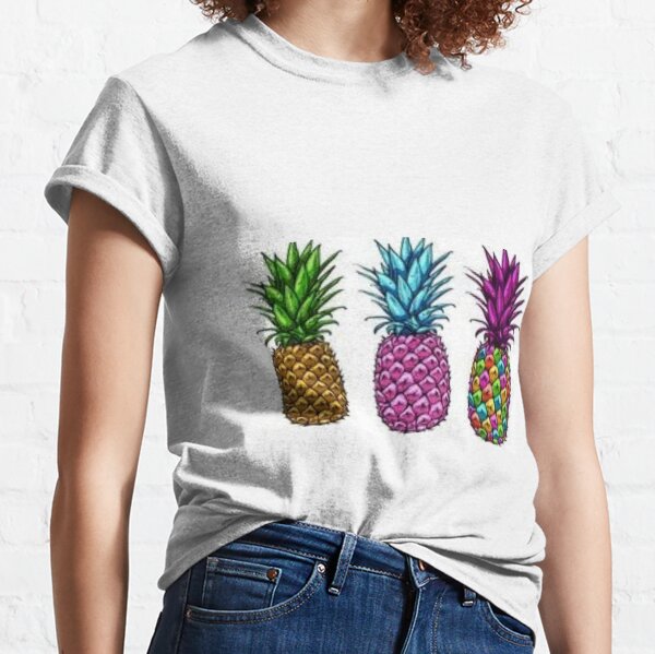 Monogrammed 'Watercolor Pineapple' Basic T-Shirt - Light Pink / M