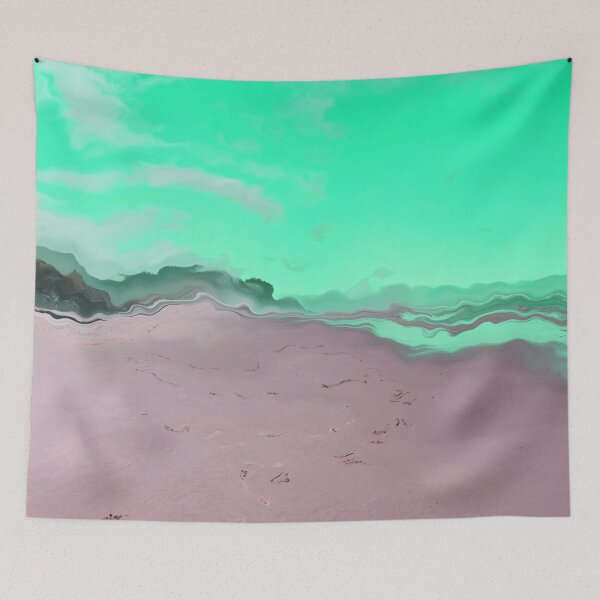 Item preview, Beautiful day on a sandy beach with green sky - abstract designed and sold by Artlajf.
