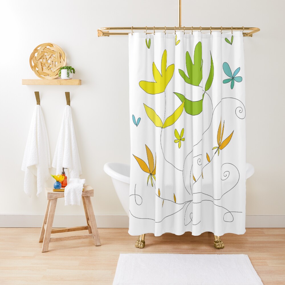 Happy flowers \ by Suzies Sparrow Shower Curtain