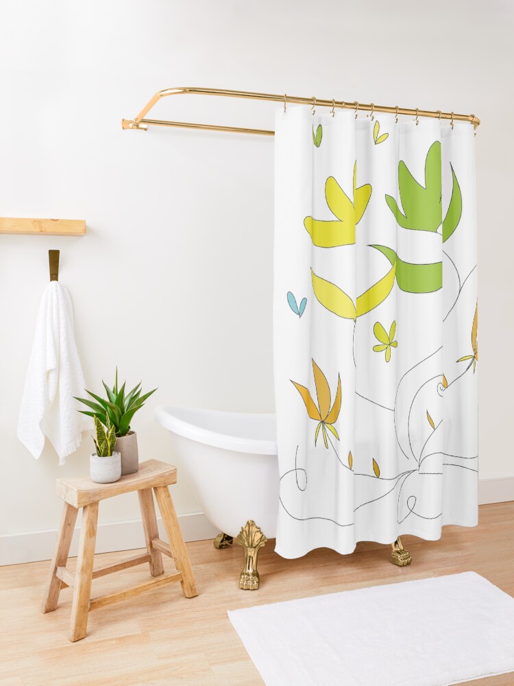 Alternate view of Happy flowers \ by Suzies Sparrow Shower Curtain