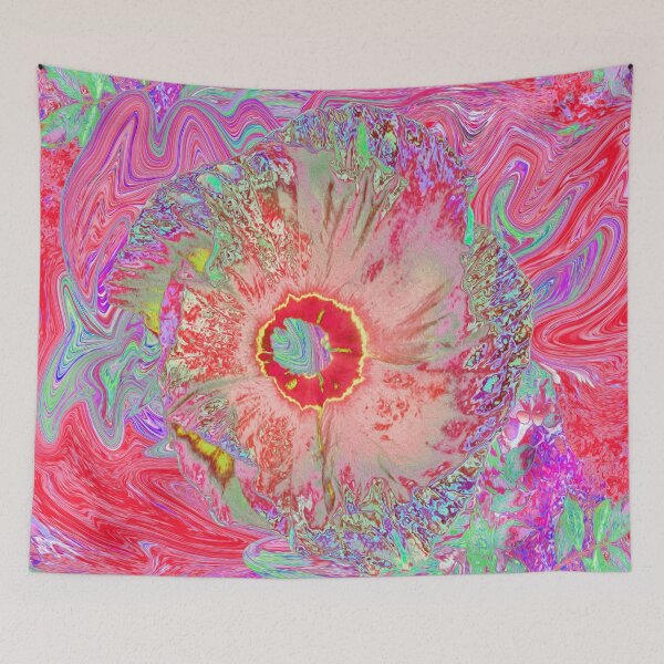 Item preview, Psychedelic Retro Coral Rainbow Hibiscus designed and sold by myrubiogarden.