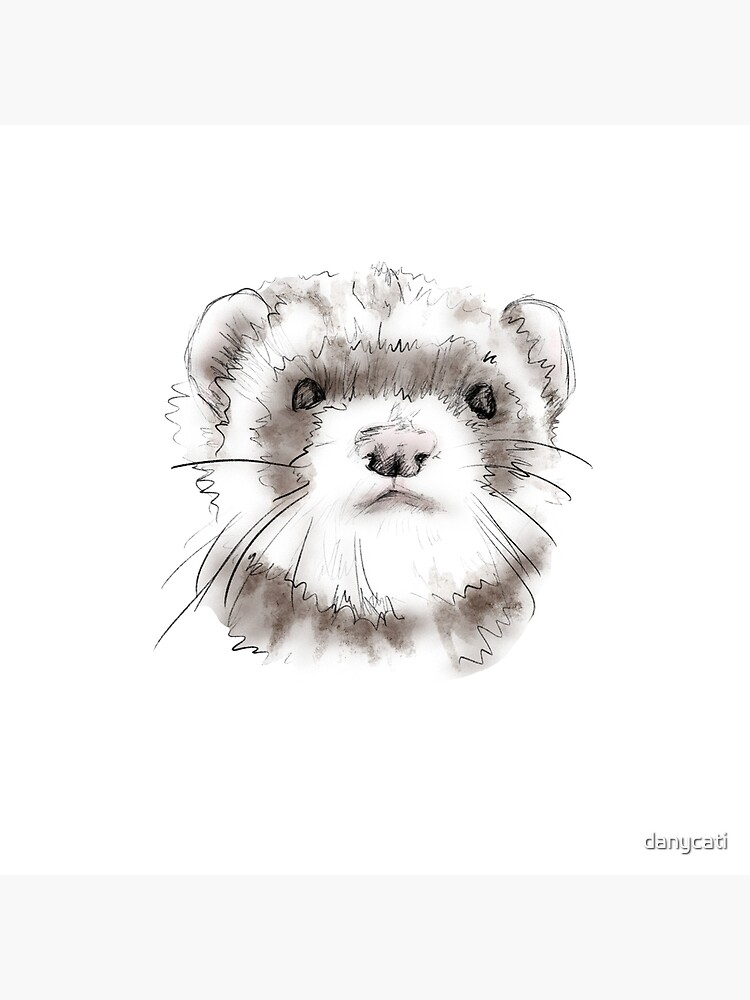 Cute Ferret Digital Drawing Art Board Print