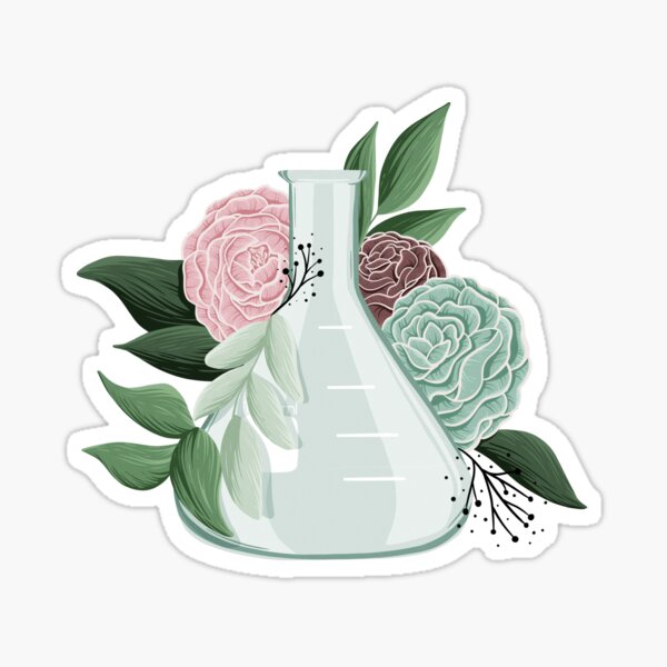 Frasco Erlenmeyer Floral Pegatina