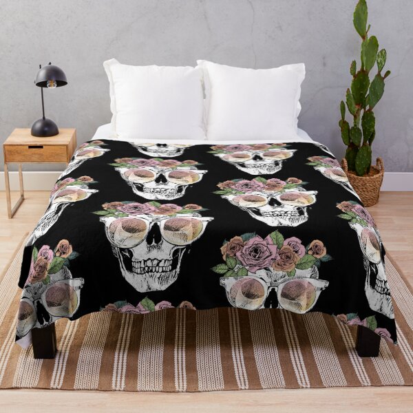 Item preview, Cool hipster sugar skull with floral crown and sunglasses designed and sold by artdesignforyou.
