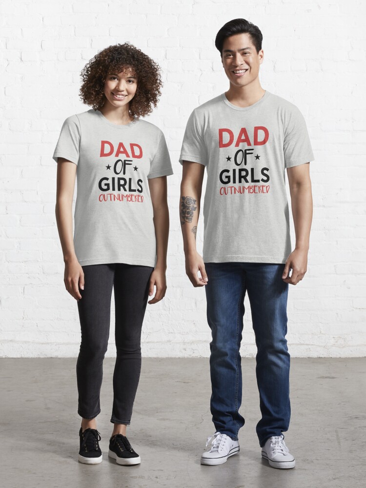 Dad of Girls Outnumbered Funny Girl Dad Baseball Sleeve Shirt