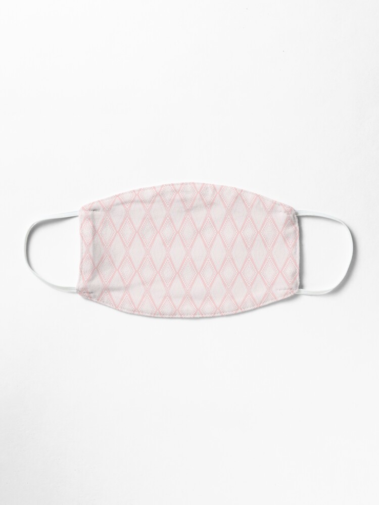 Alternate view of Pastel Light Pink and White Decorative Diamond Geometric Pattern Mask