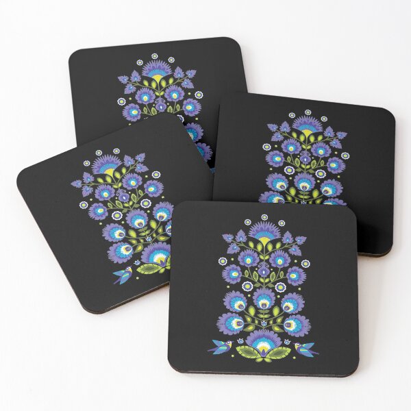 Item preview, New Folk Composition with cutout flowers and birds on black designed and sold by FK-UK.