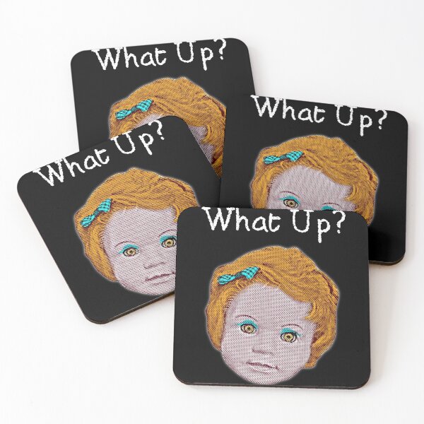 Item preview, Weird Doll Head What Up print designed and sold by Lisbob.