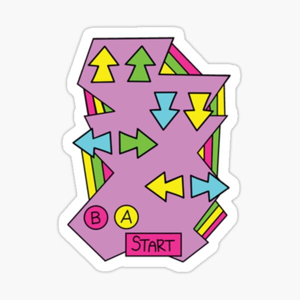 konami-code-80-s-retro-sticker-for-sale-by-deadcuteuk-redbubble