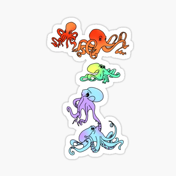 Rainbow Octopus Stickers Redbubble - team octopus and team koala roblox