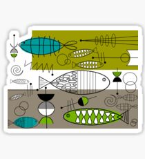 Mid-Century Modern Fish Art Sticker