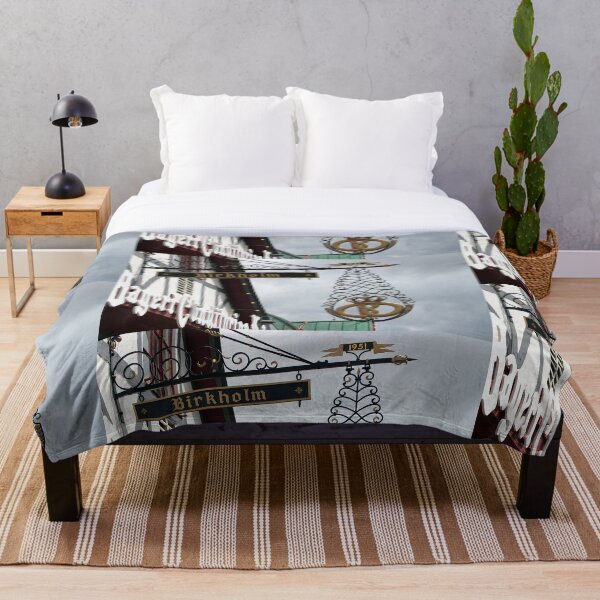 Birkholm Sign in Solvang California Throw Blanket