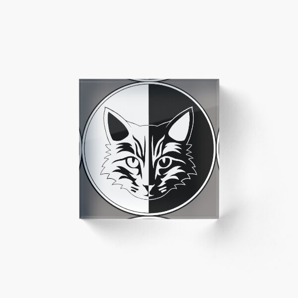 YinYang Katzen Logo mit Style 2 invertiert Acrylblock