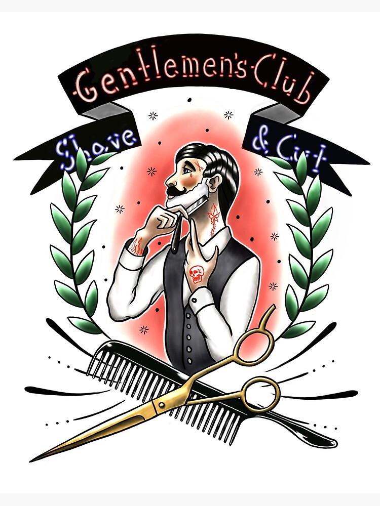 Old School Gentlemen's Club Barber Shop Tattoo Design