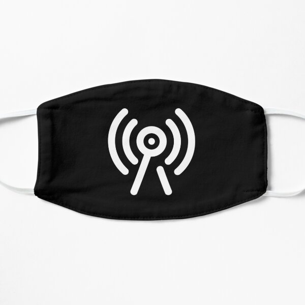 Telecom Radio Transmitter Tower with Signal Waves Flat Mask
