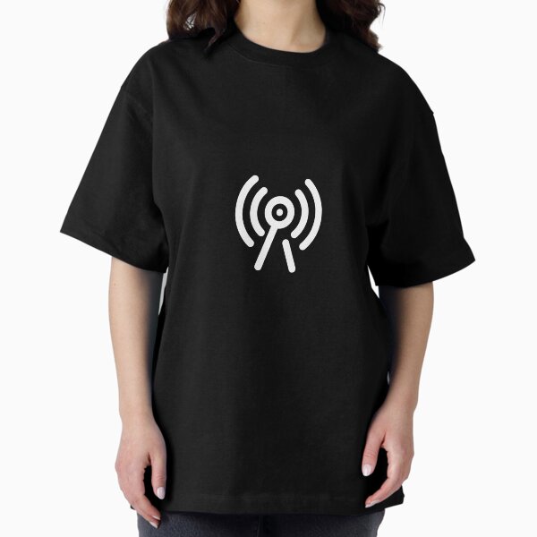 Telecom Radio Transmitter Tower with Signal Waves Oversized T-Shirt