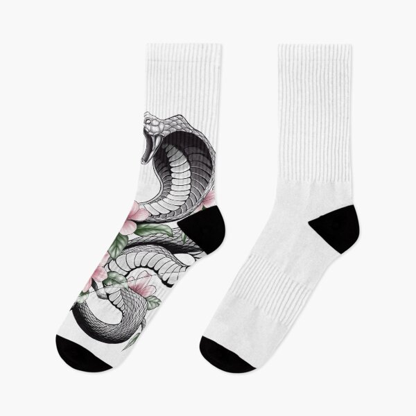 Item preview, Fierce Cobra Tattoo Style with Cherry Blossoms designed and sold by Tyler Rosso.