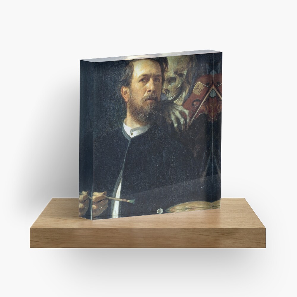 Self Portrait With Death Playing the Fiddle - Arnold Bocklin Acrylic Block