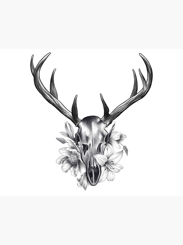 Premium Vector | Tattoo design skull deer with mushroom