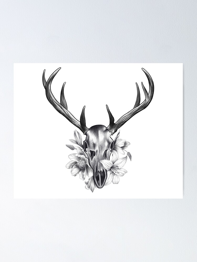 Large Antlered Bucks with Poetry in Antler Sets Best Temporary Tattoos|  WannaBeInk.com