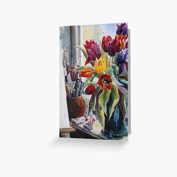 Studio Corner With Tulips Greeting Card