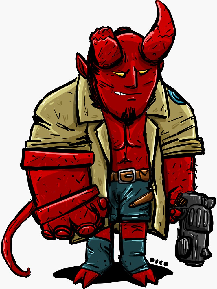 Chibi Hellboy Sticker For Sale By Drastudio Redbubble