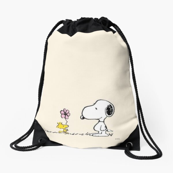 snoopy and woodstock Drawstring Bag