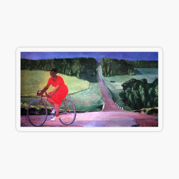 Александр Дейнека. Колхозница на велосипеде, 1935, Государственный Русский музей, г. Санкт-Петеребург Transparent Sticker