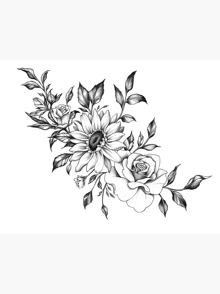 sun-flower-and-roses-tattoo-design-art-board-print-for-sale-by-tyler-rosso-redbubble