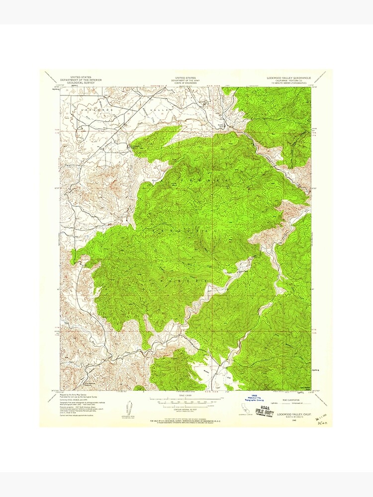 "Lockwood Valley, CA from 1943 Vintage Map High Quality" Poster by vintagemapmelt Redbubble