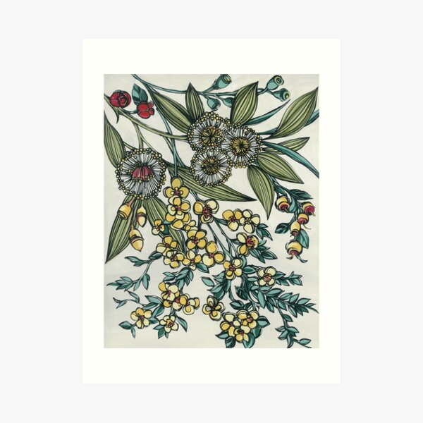 Retro Australian Native Floral Art Print