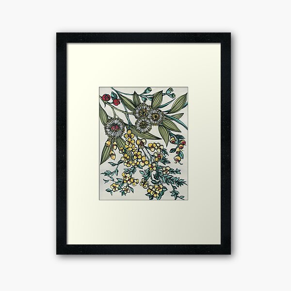 Retro Australian Native Floral Framed Art Print